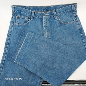 Carhartt Mens Jeans Blue Denim Straight Leg Work Pants Size 36x25